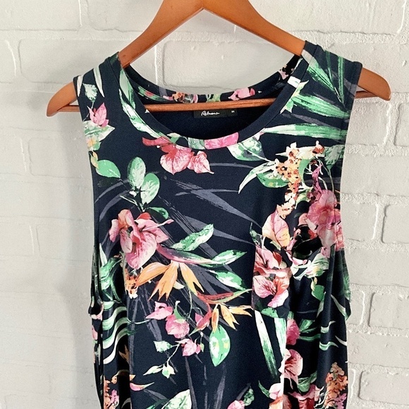 Reitmans Mini dress Coquette Resort Wear Aloha Navy Tropical Floral print 3X - Picture 3 of 9